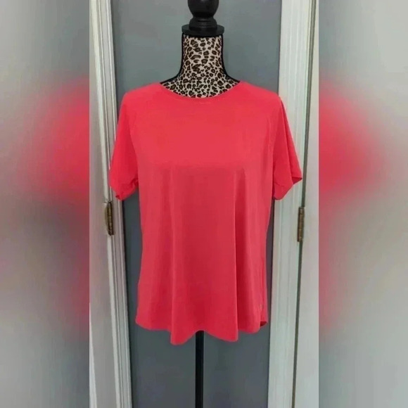 Tek Gear Workout Gear Women's Short Sleeve Shirt Size L Bright Coral (EUC) - Picture 3 of 11